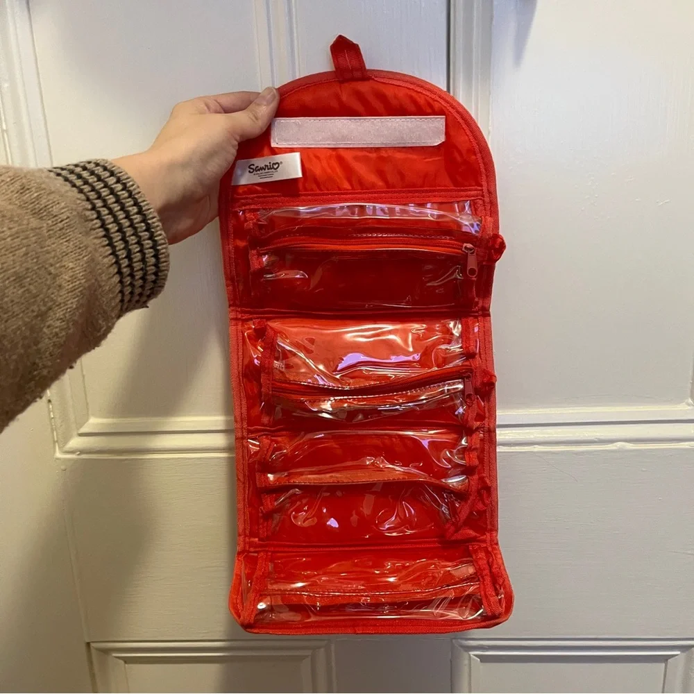 Hello Kitty 2011 Sanrio Red Polka Dot Pvc Plastic Travel Bag Roll Up EUC